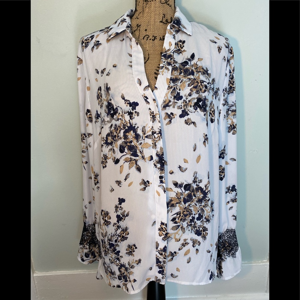 The Limited Vertical Striped Floral Blouse XL